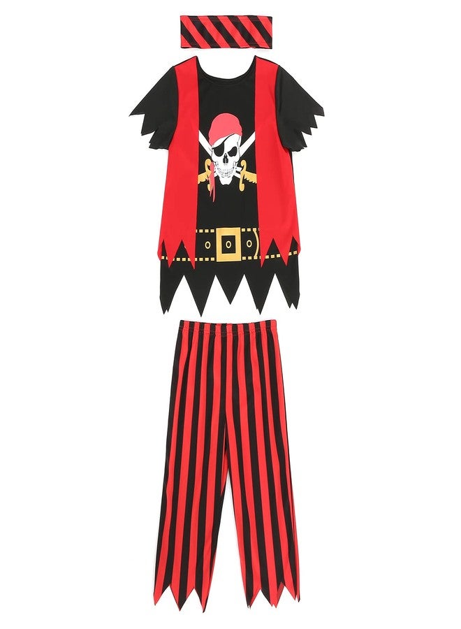Wizland Kids Pirate Costume, Boys Pirate Costume Helloween Role Play Outfit 5-6years - Image 2